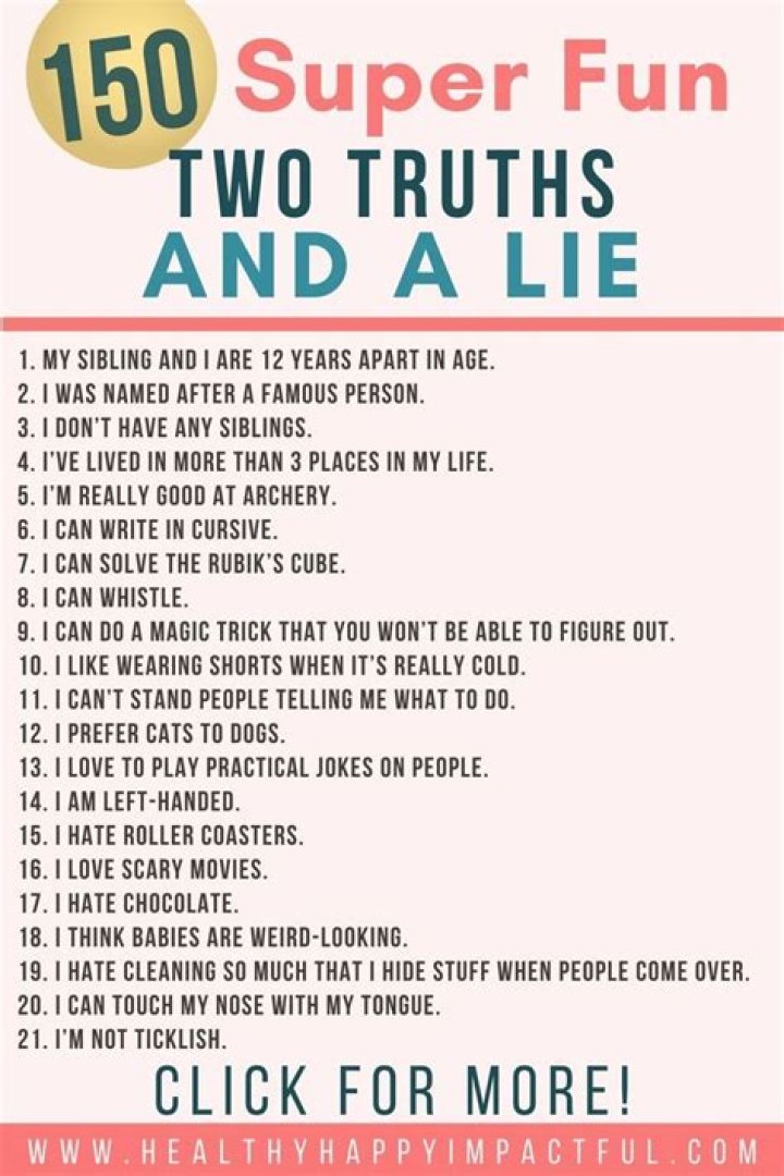 10 Best 2 Truths And A Lie Ideas 2024