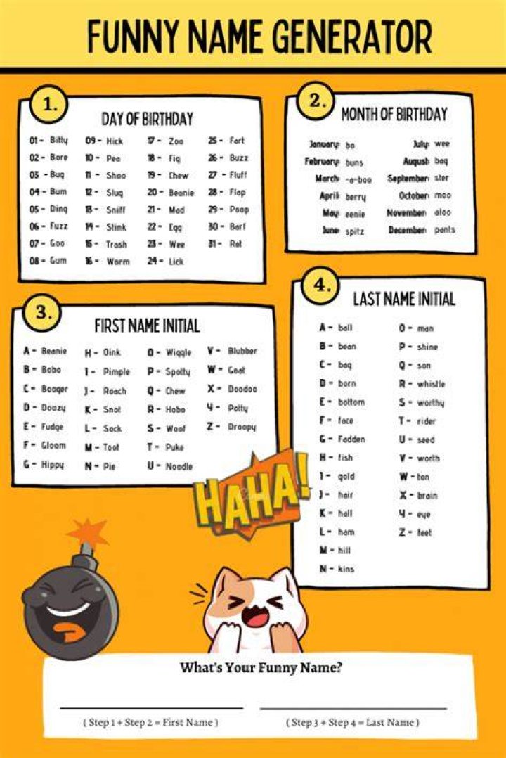 Funny Name Generator 1000s of random funny names
