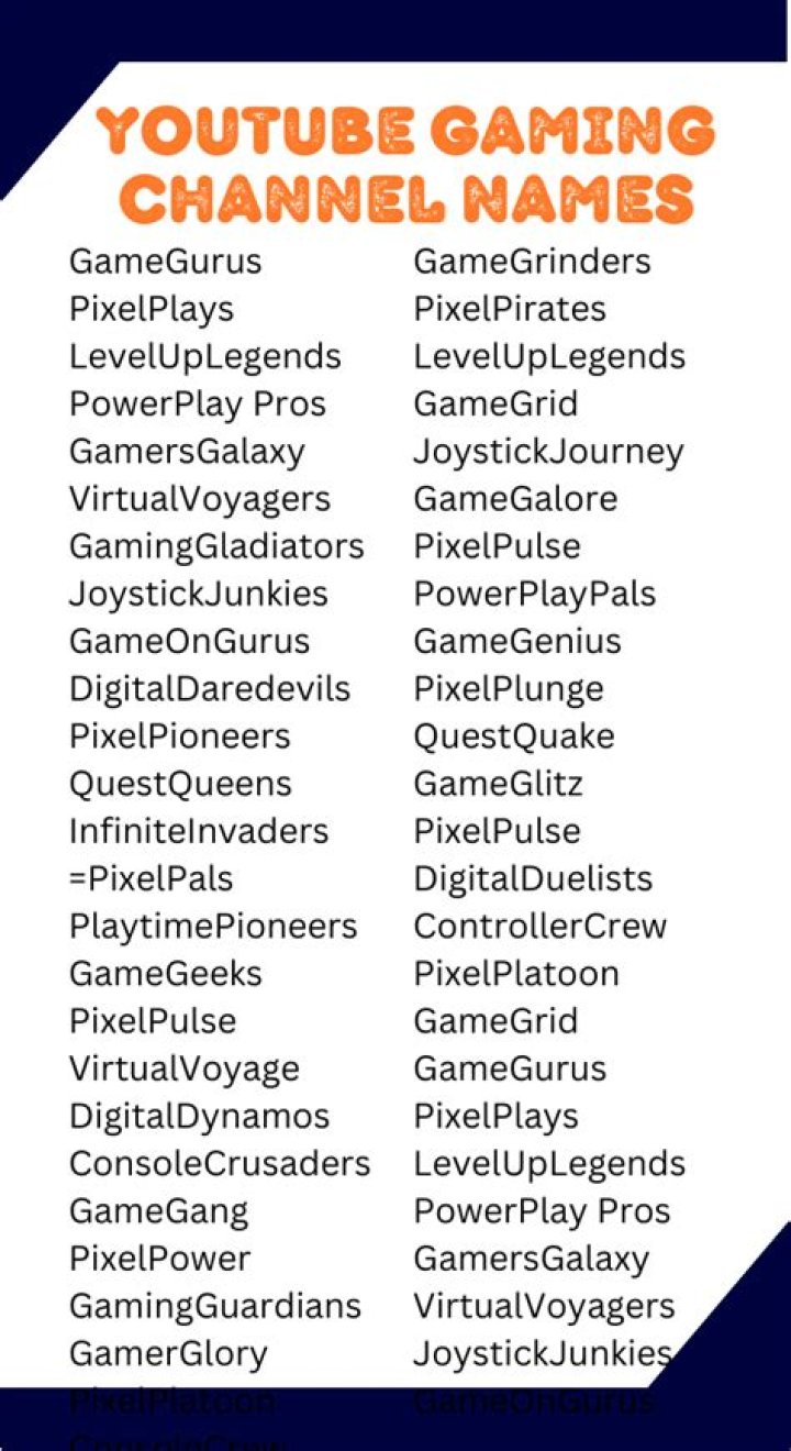 Gaming Cool Youtube Names For Gamers BEST GAMES WALKTHROUGH
