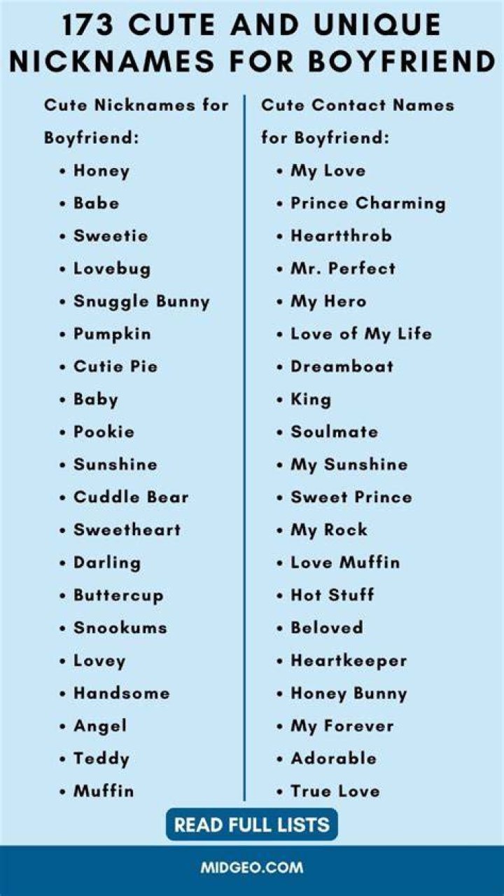 Unique Nicknames For Boyfriend