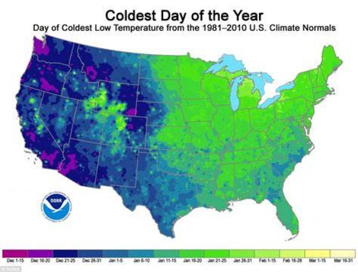 U.S. Coldest Days Map Wondering Maps