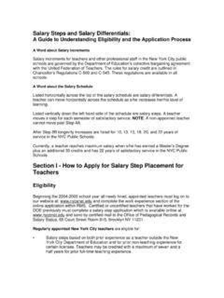 What are salary steps? TeachNYC